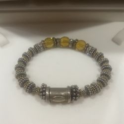 ROCKE; Faux Amber with gold & silver Beaded; magnetic close with crystal Costume Jewelry 