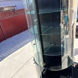 Curved Glass Display Cabinet with Lights 2 Pieces