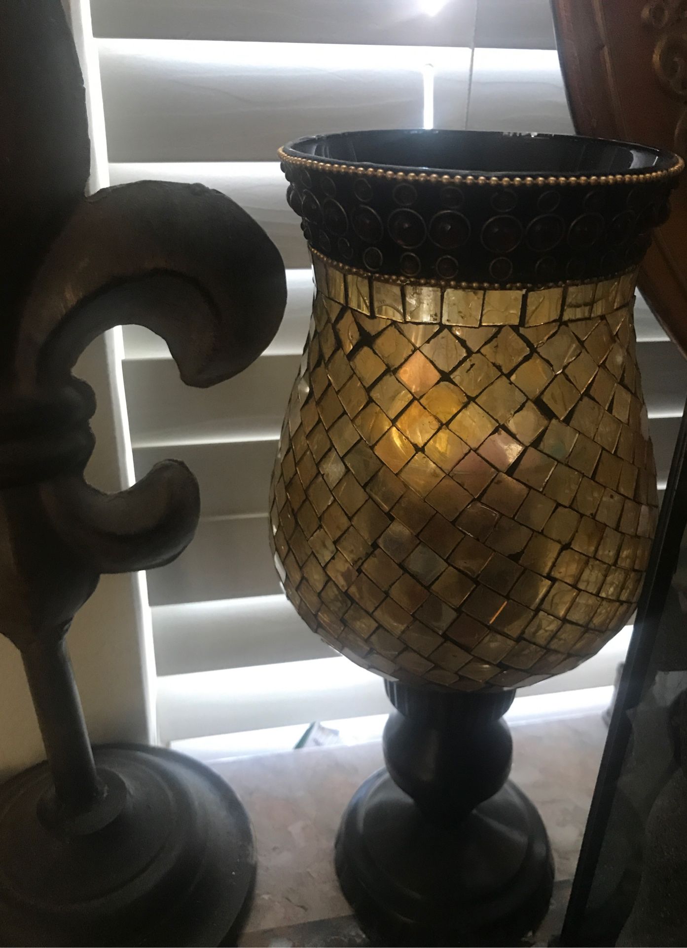 Home goods candle holders glass gold and brown set for Sale in