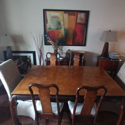 Chinese Asian Dining Set With Table 6 Chairs And The Buffet