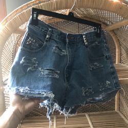 Women's High Waisted Distressed Shorts 