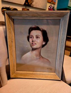 Barrington Signed Framed Realism Portrait Drawing of a Woman, 1956. 19.5"×23.5"