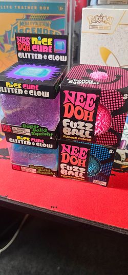 Nee Doh Nice Cube Glitter & Glow and Fuzz Ball Bundle