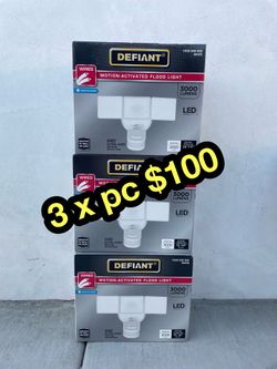 3 x new defiant motion activated security flood light 5000k white color 3000 lumens