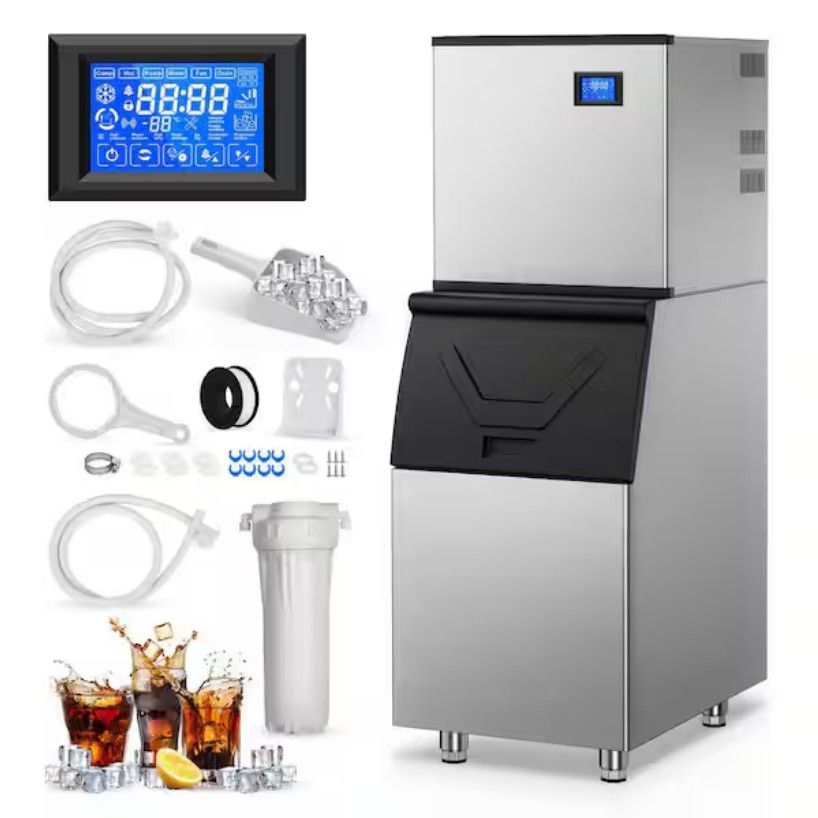 VEVOR Commercial Ice Maker Machine-Head 550 lbs/Day, 22 Inch Stainless Steel Industrial Ice Machine, Self-Cleaning and Scheduled Ice Making 250lb Bin