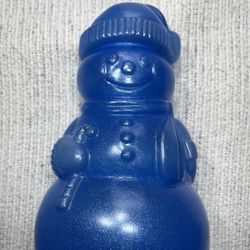 12” PackerWare Snowman Cookie Jar Blow Mold-Glitter Blue-Vintage Christmas
