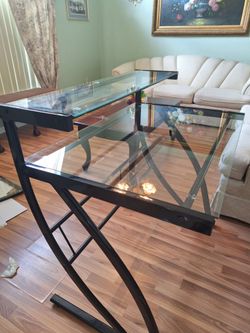 Corner glass desk