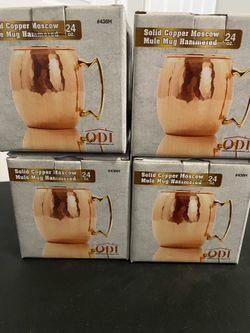 Set of 4 Solid Copper Moscow Mule Mugs