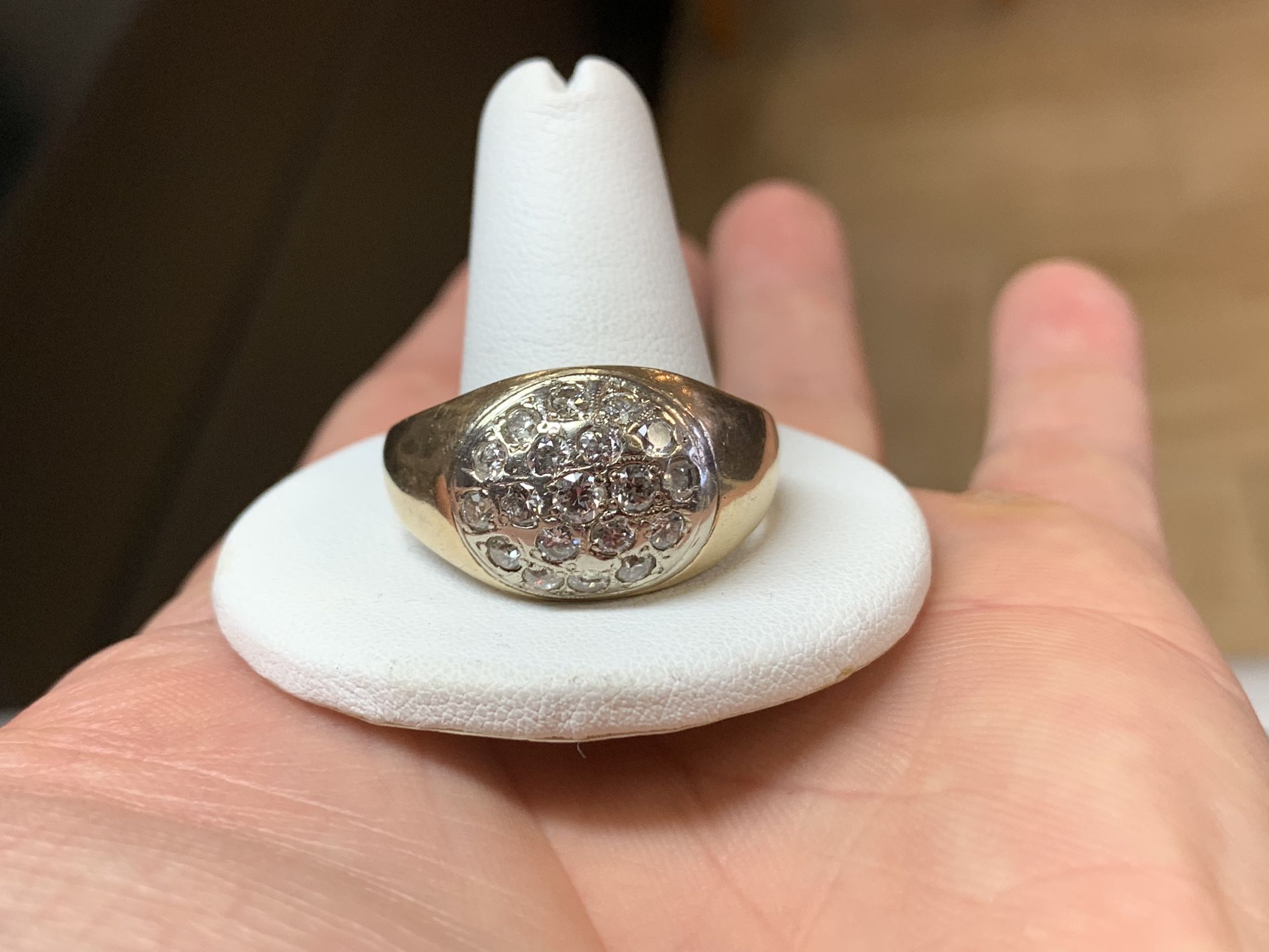 14K Yellow Gold Diamond Cluster Ring 10.7 Grams (Size 15.5)
