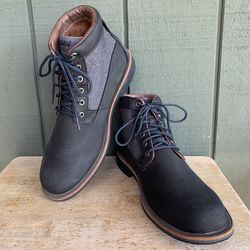 Olukai Hualalai Black Leather Canvas Lace Up Ankle Boots Mens Size 12