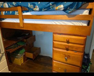 Bunk bed with desk and drawer
