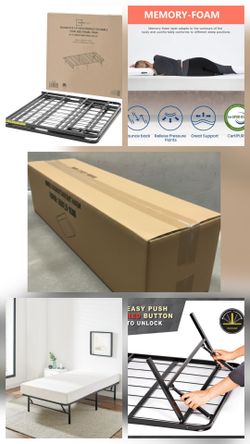Brand new 14" foldable Twin size bedframe with  5" twin size matress (brand new )