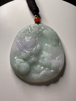 Carved Jade dragon Pendant Necklace
