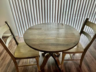 World Market Round Farmhouse Drop-Leaf Dining Table + 2 Chairs