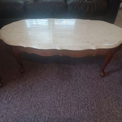 Hammary, marble top coffee & 2 tables
