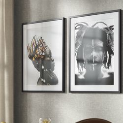 African Framed Photos, Set of 2