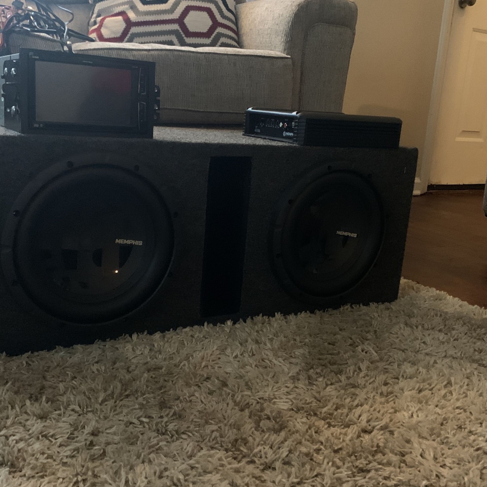 2 Memphis 10 With Ported Box , And Matching Amp, Also With Pioneer  Dvd/T.v Head Unit