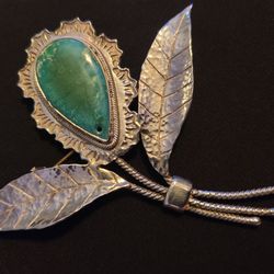 Silver and Turquoise Brooch