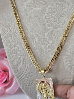 Brazilian Gold Filled Chain With San Judas Pendant 
