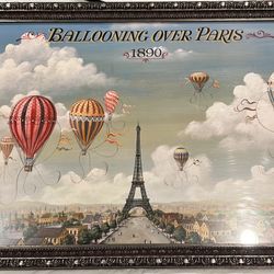 Ballooning Over Paris - Printed And Framed 