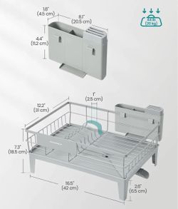SONGMICS Dish Drying Rack Kitchen Rack w/ Drainboard - Gray