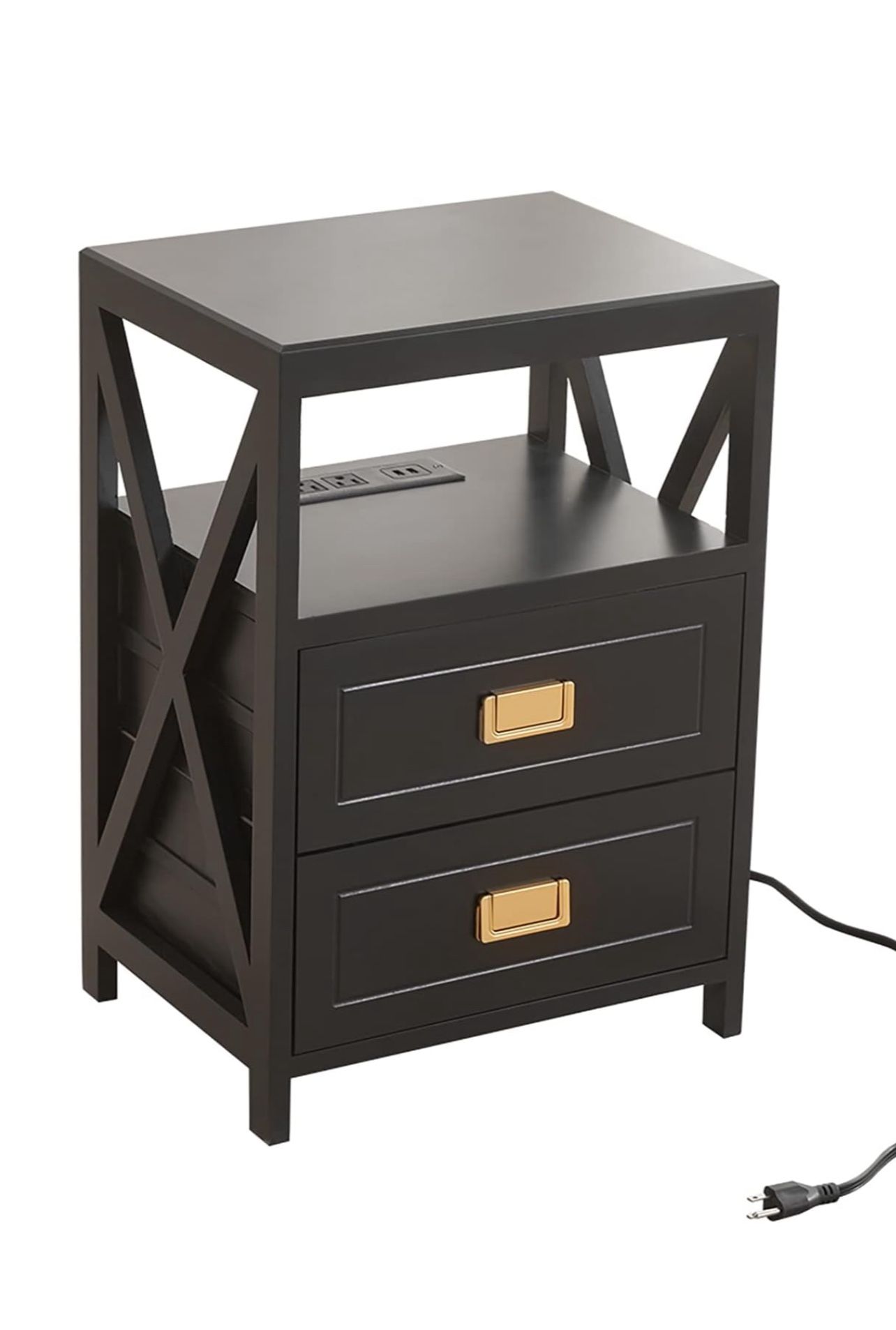 2 Nightstands with Charging Station, No Assembly Required End Table with USB Ports and Outlets, Fully Assembled Side Table.