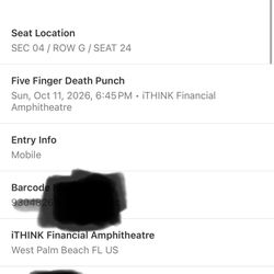 Five Finger Death Punch 2 Tickets 