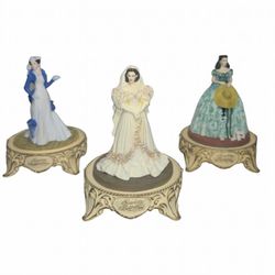 Vintage set of 3 Gone with the wind Scarlett O'Hara Betrothal Missing Glass Dome