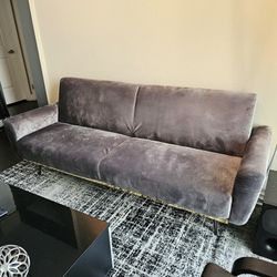 Sofa Bed Grey Velvet 
