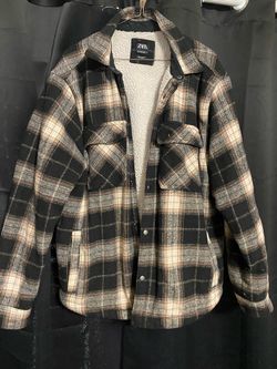 ZARA  Plaid Sherpa-Lined Shacket Size XL Relaxed Fit
