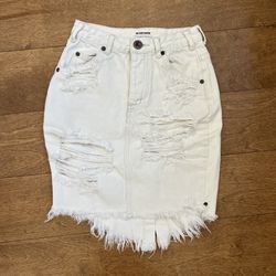 One Teaspoon Distressed Denim Skirt