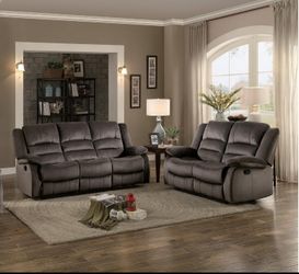 Brand new brown microfiber reclining sofa + loveseat