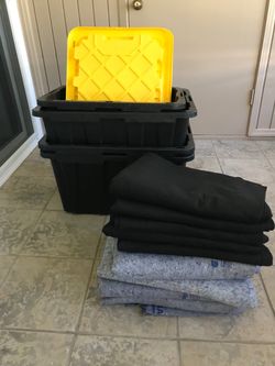Moving or Storage Bins and Blankets