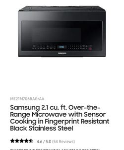 Samsung 2.1 cu. ft. Over-the-Range Microwave with Sensor Cooking in Fingerprint Resistant Black Stainless Steel