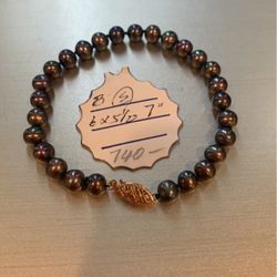 14k Yellow Gold Clasp Peacock Pearl Bracelet