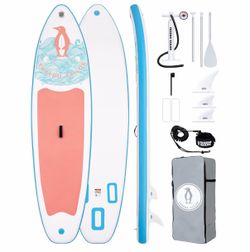 Tuxedo Sailor Inflatable Paddle Board with Accessories 10'6''/11'Stable SUP light pink and blue white