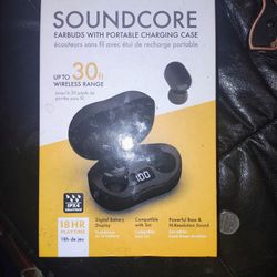 Sound Core Earbuds With Portable Charging Case