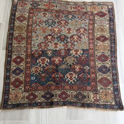4x4 Antique Caucasian Kazak Rug (1870)