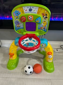 VTech Count & Win Sports Center Basketball Hoop Toy w/ Balls