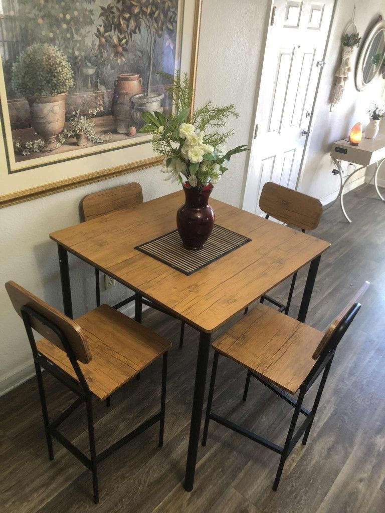Height Dining Table Set With 4 Chairs