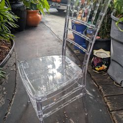 1 Clear Acrylic Chair Good Condition 3ft Tall To Top Of Back And 20in To Seat