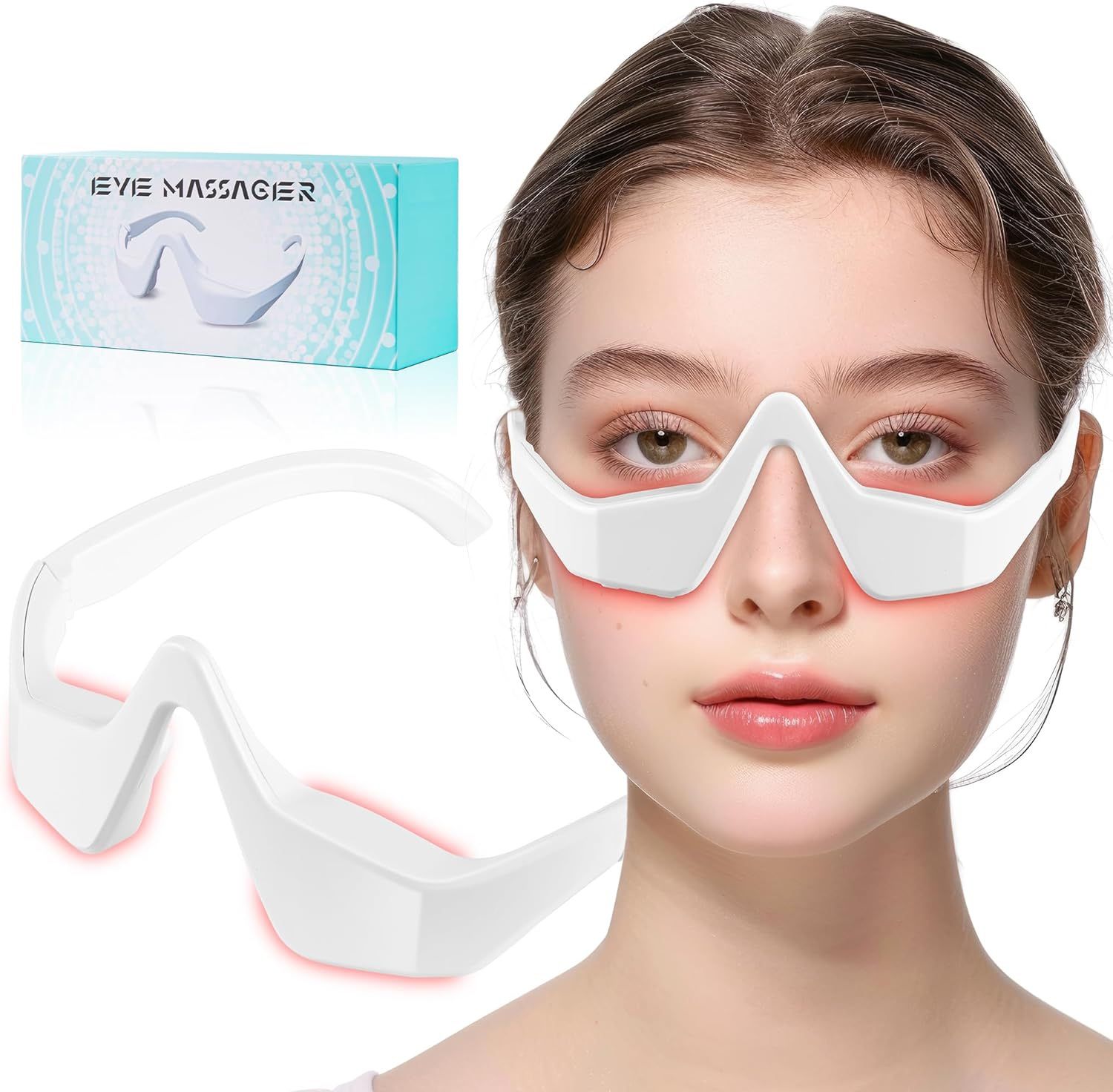 Under Eye Red Light Therapy Glasses, Red Light Therapy Device Microcurrent Ey...
