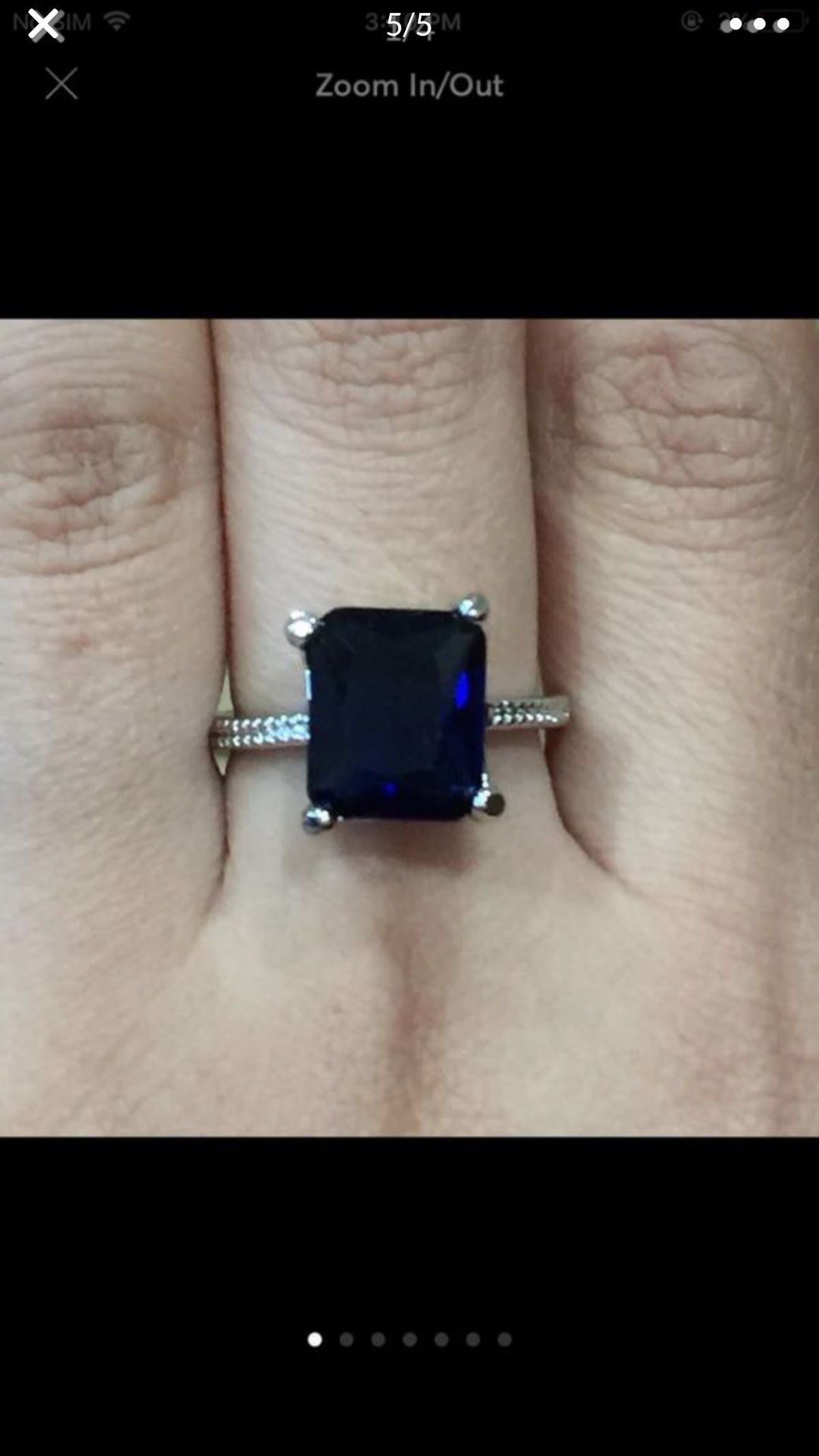 Sterling silver plated sapphire ring size 8