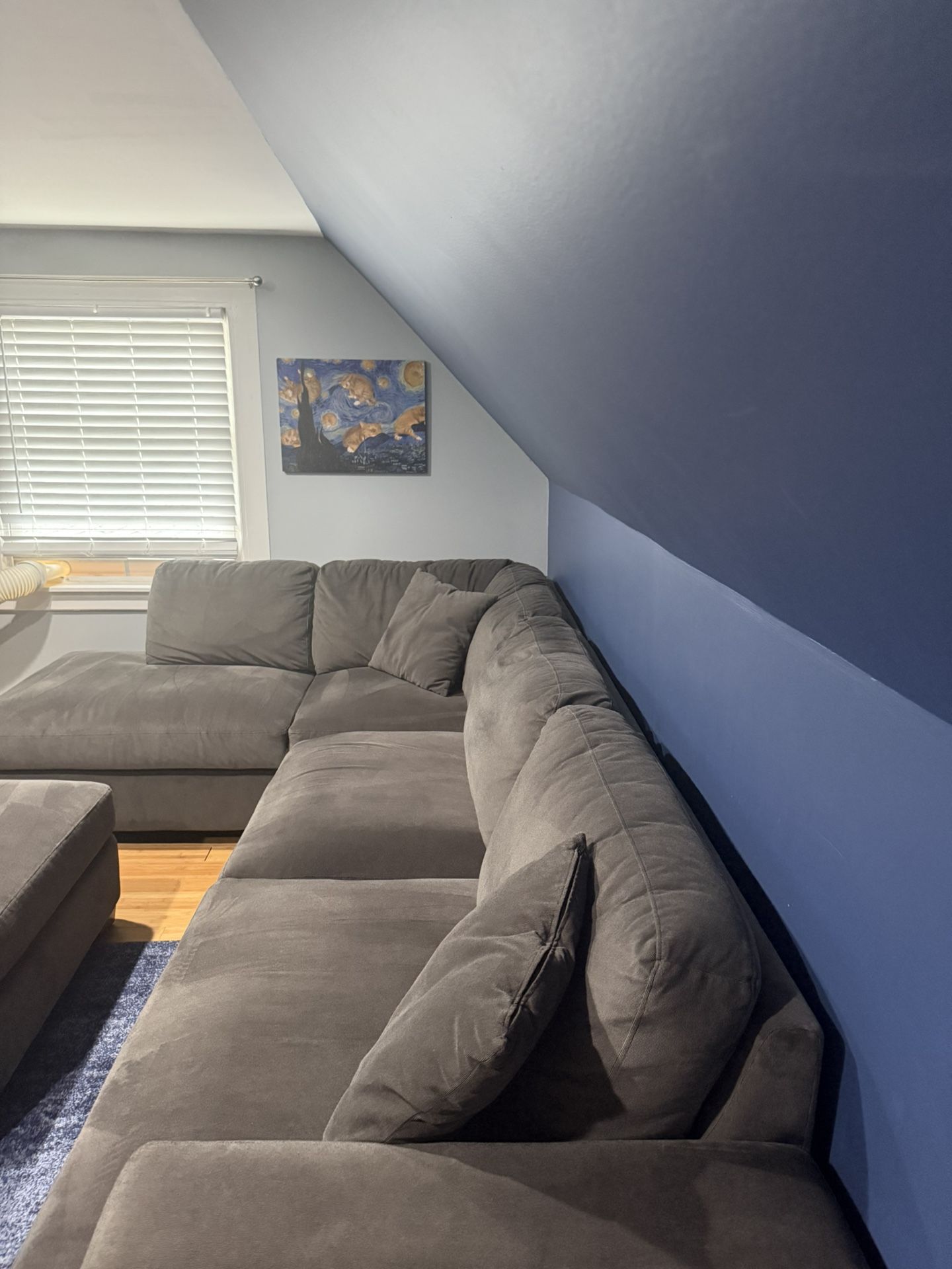 Large Gray Sectional sofa with chaise and ottoman