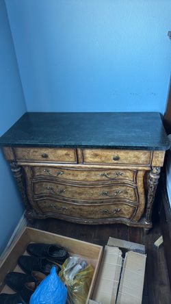 Traditional Wood Dresser with Marble Top