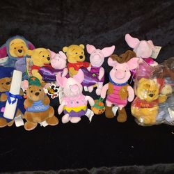 12 Disney plush bean bag Winnie the Pooh characters $5 & $10