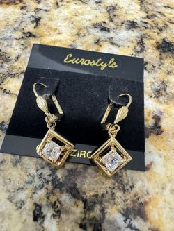 Gold Plated Earrings With Cubic Zirconia