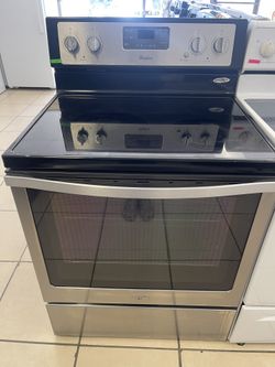 WHIRLPOOL GLASS TOP STOVE STAINLESS STEEL 