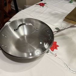 Calphalon Stainless Steel 12-Inch Wok Stir Fry Pan with Cover 