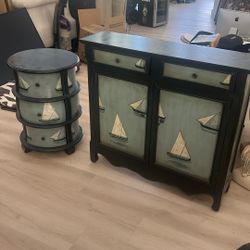 Dresser Desk Nightstand Sail Boat Set Wood 